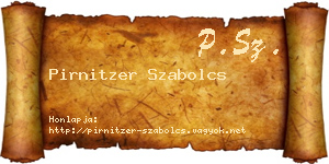 Pirnitzer Szabolcs névjegykártya